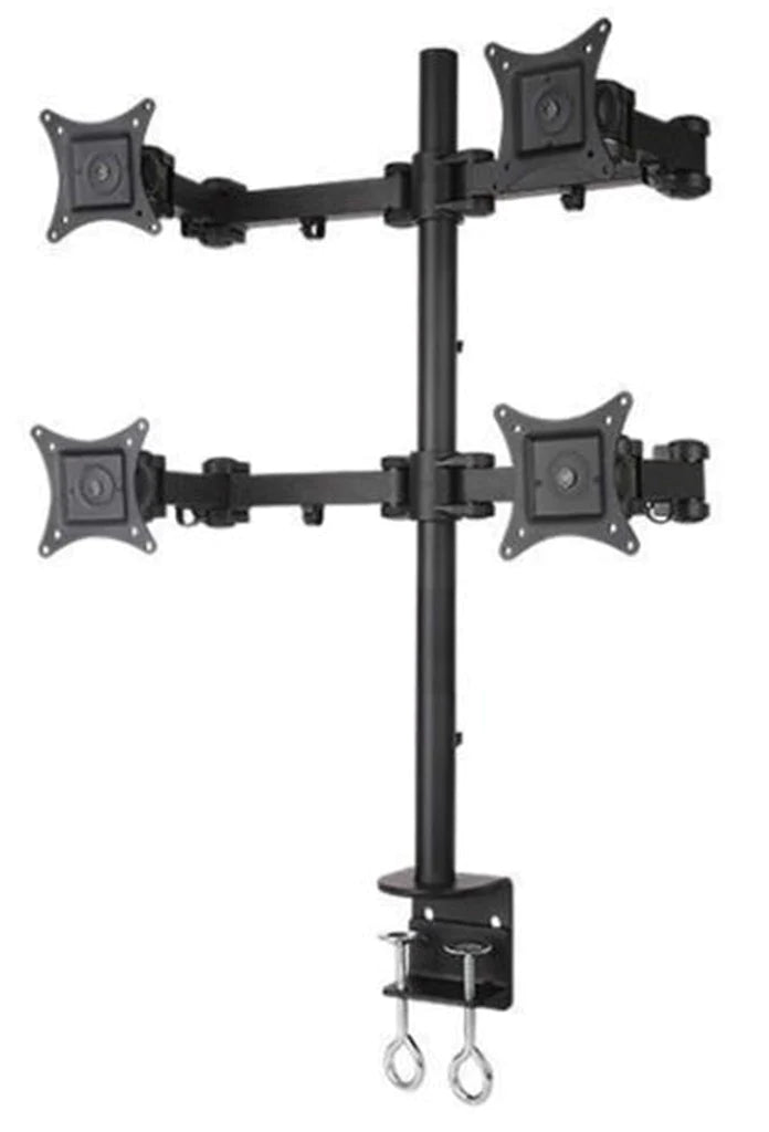 Quad LCD Monitor Desk Mount, Fully Adjustable Stand Fits 4 Screens up to 27 inch, 22 lbs. Weight Capacity per Arm, Black (4MSCTB)