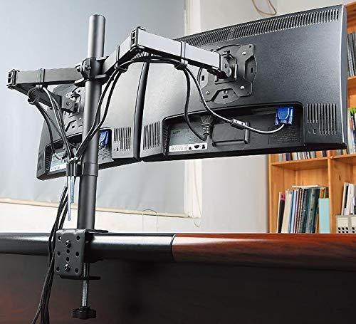 雙監視器安裝， 兩個重型全運動可調臂適合 2 計算機螢幕 17 19 20 21 22 24 27 英寸， VESA 75 或 100mm， C 夾底座， 黑色