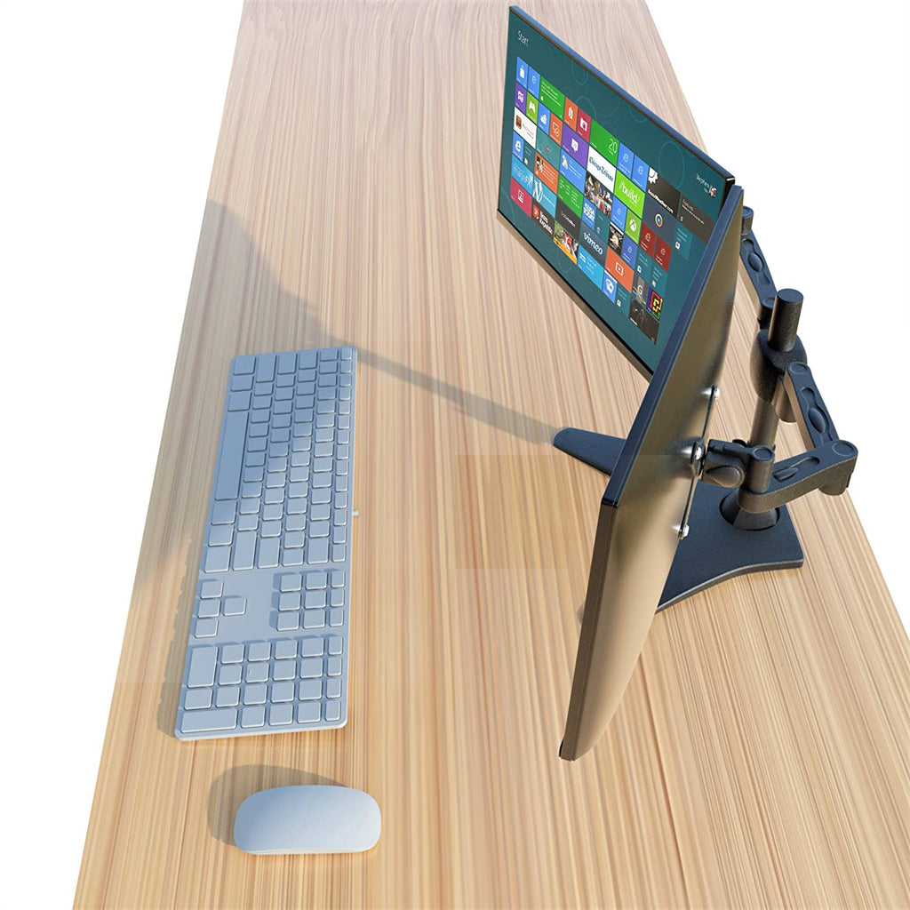 Dual Free-standing Arm Monitor Desktop Mount Stand Adjustable Screens Fit for 10