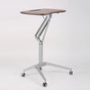 Pneumatic Sit-Stand Mobile Laptop Cart, Height Adjustable Multi-Purpose Rolling Podium Lectern with Wheels Laptop Workstation, Silver