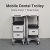 High Quality Mobile Medical Dental Trolley Cart with Two or One Drawer