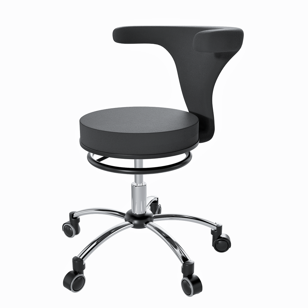 Ergonomic Adjustable Chair With Round Bar Mechanism, Saddle Seat and 360 Degree Angle Adjustment, Black (R103)