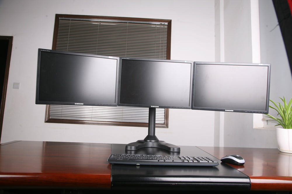 Freestanding Triple Monitor Stand for 13–27" Screens