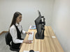 Freestanding Pneumatic Vertical Lift Dual Monitor Stand - Adjustable Monitor Mount, Fits 2 Screens up to 27 Inch, Holds up to 6 kgs per Arm