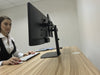 Freestanding Pneumatic Vertical Lift Dual Monitor Stand - Adjustable Monitor Mount, Fits 2 Screens up to 27 Inch, Holds up to 6 kgs per Arm