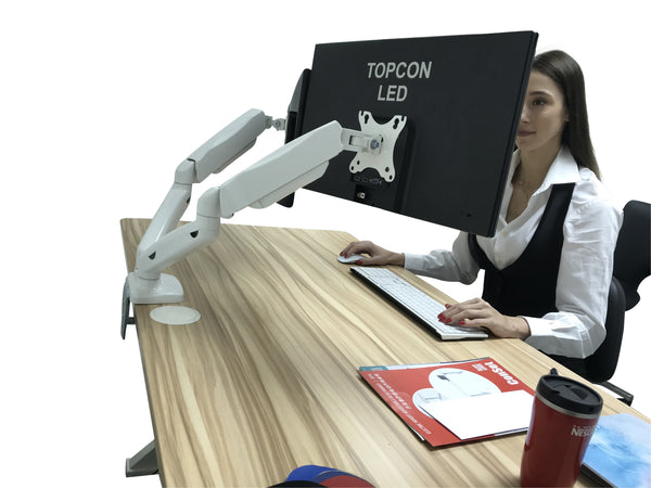 Dual Monitor Mount Stand Full Motion Swivel Gas Spring LCD Arm Fits for 2 Computer Screens 13 to 27 inches - Each Arm Holds up to 13.2 lbs