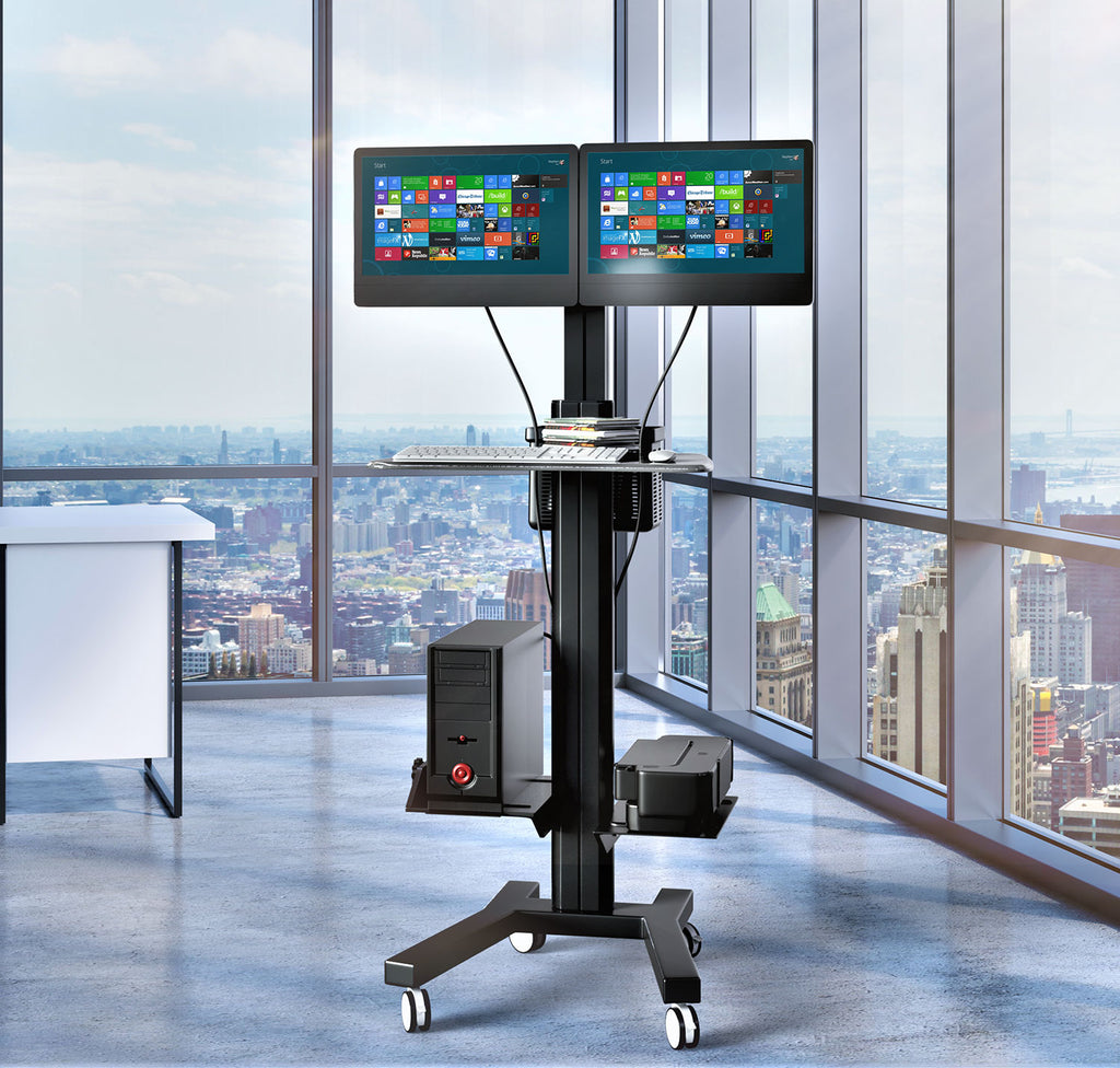 Dual Computer Mobile Cart com Workstation (MCT09-B)