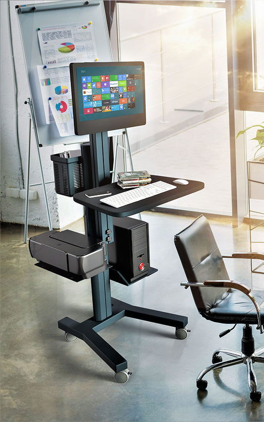 Height-Adjustable Computer Workstation Cart – MCT09