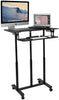 帶輪子的移動架式桌子，滾動坐墊工作站，為台式電腦和筆記本電腦，34英寸寬，可調鍵盤托盤（MCT05）