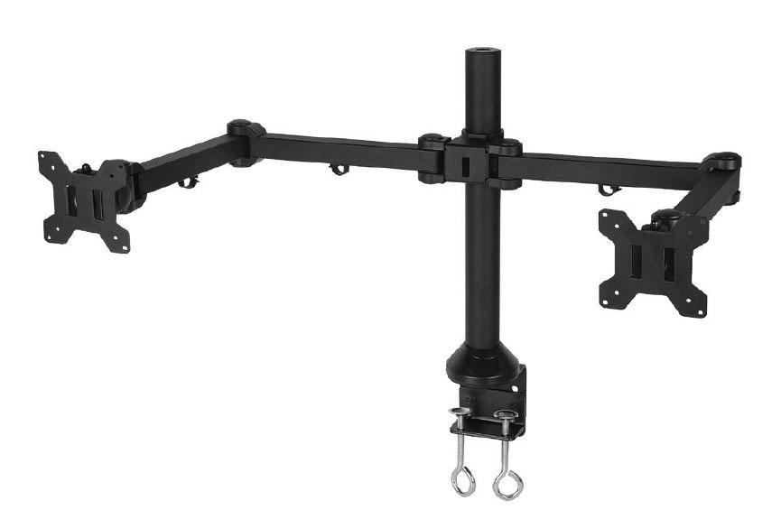 Triple Monitor Mount, 3 Computer Screen Desk Stand with Clamp, Fits Up to 38 Inch Displays, Universal VESA Pattern 75x75 and 100x100, Black (2HDC-N)