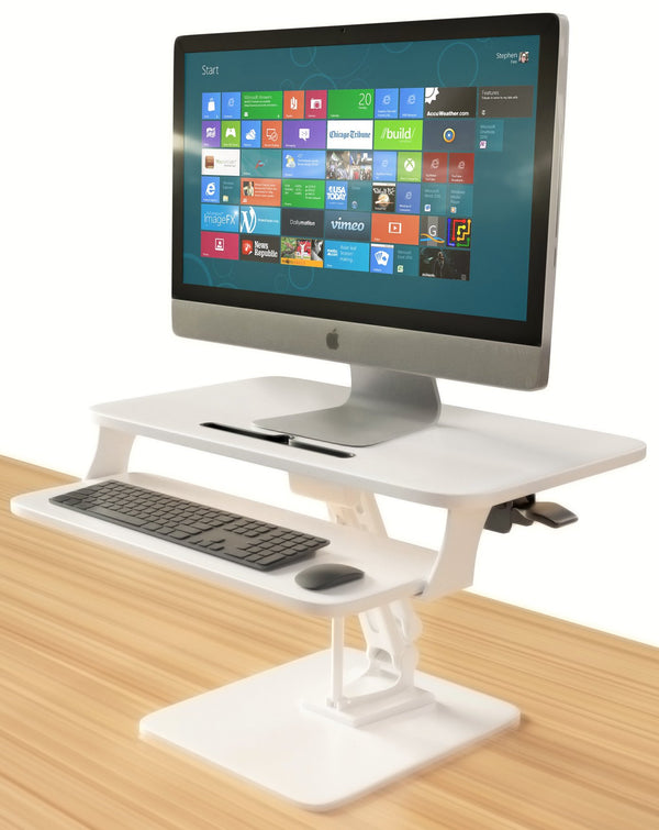 Sit to Stand Desktop Riser White with Pneumatic Adjustment, White (RDFP)
