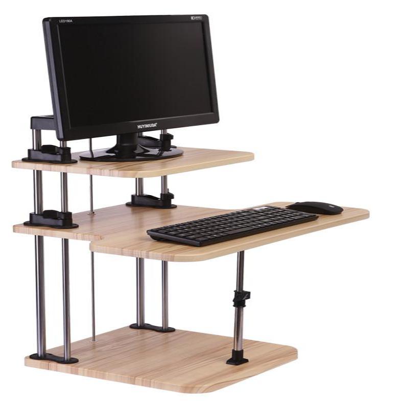Adjustable Sit to Stand Standing Desk, 3 Shelves, Black