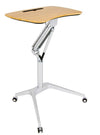 Pneumatic Sit-Stand Mobile Laptop Cart, Height Adjustable Multi-Purpose Rolling Podium Lectern with Wheels Laptop Workstation, Silver