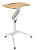 Pneumatic Sit-Stand Mobile Laptop Cart, Height Adjustable Multi-Purpose Rolling Podium Lectern with Wheels Laptop Workstation, Silver