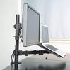 Desktop Dual LCD Laptop Mount Fully Adjustable Single Computer Monitor and Desk Combo Black Stand, 13