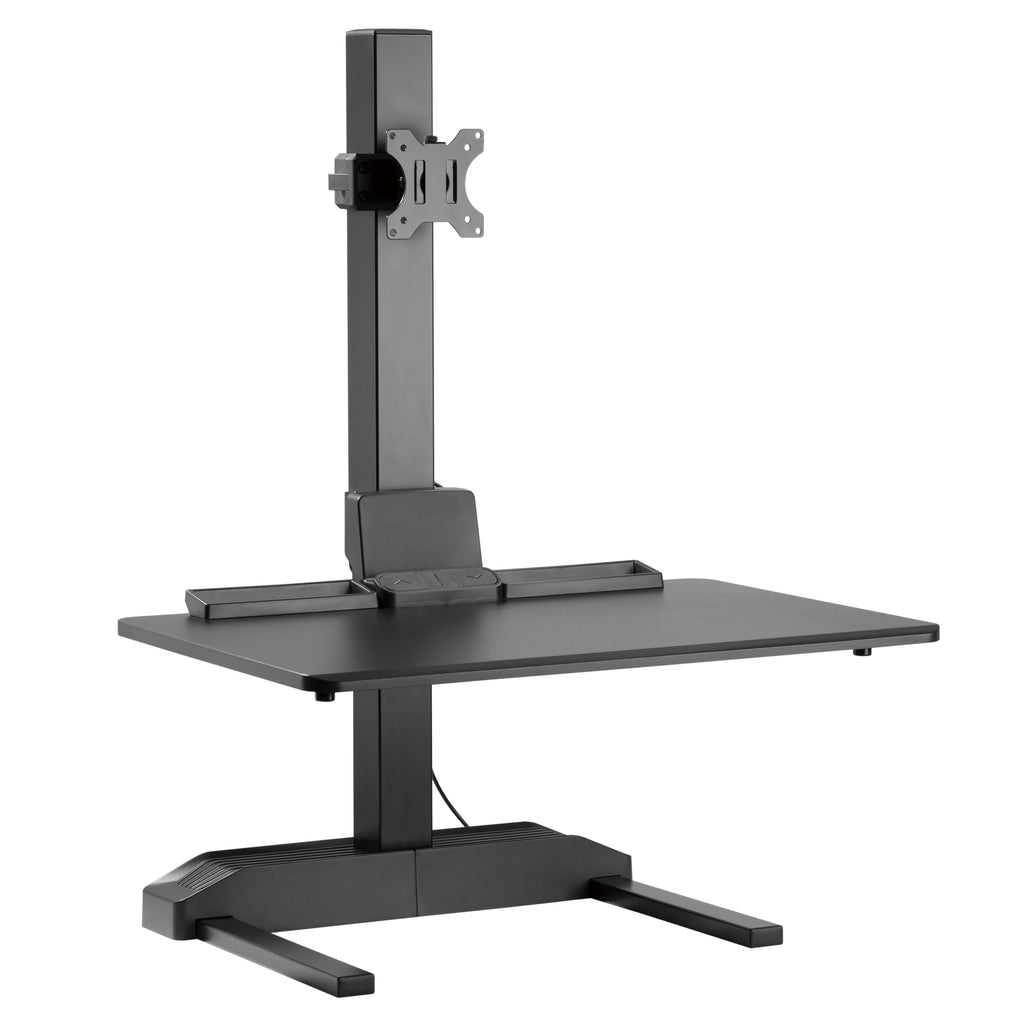 單17“-32”監控電動符合人體工程學高度可調坐立桌面轉換器工作站 - 黑色